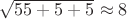 $\sqrt{55+5+5} \approx 8$