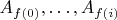 $A_{f(0)}, \ldots, A_{f(i)}$