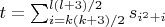 $t=\sum_{i=k(k+3)/2}^{l(l+3)/2} s_{i^2+i}$