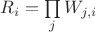 $R_i = \prod\limits_j W_{j, i}$