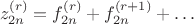 $$z_{2n}^{(r)}=f^{(r)}_{2n}+f^{(r+1)}_{2n}+ \dots$$ $$z_{2n}^{(r)}=f^{(r)}_{2n}+f^{(r+1)}_{2n}+ \dots$$