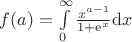 $f(a) = \int\limits_{0}^{\infty} \frac{x^{a-1}}{1+{\rm e}^x} {\rm d} x$