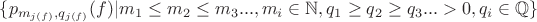 $\{p_{m_{j(f)},q_{j(f)}}(f)| m_1 \le m_2 \le m_3..., m_i \in \mathbb{N}, q_1 \ge q_2 \ge q_3... >0, q_i \in \mathbb{Q}    \}$