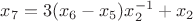 $x_7=3(x_6-x_5 ) x_2^{-1}+x_2$