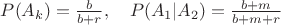 $P(A_k)=\frac{b}{b+r}, \quad P(A_1|A_2)=\frac{b+m}{b+m+r}$