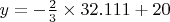 $y=-\frac{2}{3}\times32.111+20$