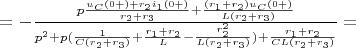 $=-\frac {p\frac {u_C(0+)+r_2i_1(0+)} {r_2+r_3}+\frac {(r_1+r_2)u_C(0+)} {L(r_2+r_3)}} {p^2+p(\frac {1} {C(r_2+r_3)}+\frac {r_1+r_2} {L}-\frac {r_2^2} {L(r_2+r_3)})+\frac {r_1+r_2} {CL(r_2+r_3)}}=$