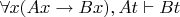 $\forall x(Ax\to Bx),At\vdash Bt$