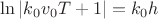 $\ln|k_0v_0T+1|=k_0h$