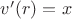 $v'(r) = x$ $v'(r) = x$