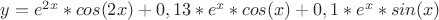 $y=e^{2x}*cos(2x)+0,13*e^x*cos(x)+0,1*e^x*sin(x)$