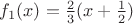 $f_1(x)=\frac{2}{3}(x+\frac12)$ $f_1(x)=\frac{2}{3}(x+\frac12)$