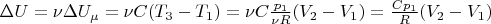$\Delta U = \nu\Delta U_\mu = \nu C (T_3-T_1) = \nu C \frac{p_1}{\nu R}(V_2-V_1) = \frac{C p_1}{R}(V_2-V_1) $