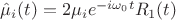 $\hat{\mu}_i(t)=2 \mu_i e^{-i\omega_0 t}R_1(t)$