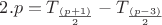 $ 2.  p = T_{\frac{(p + 1)}{2}} - T_{\frac{(p - 3)}{2}} $