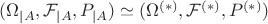 $(\Omega_{|A}, \mathcal{F}_{|A}, P_{|A}) \simeq (\Omega^{(*)}, \mathcal{F}^{(*)}, P^{(*)})$