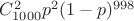 $C_{1000}^2p^2(1-p)^{998}$