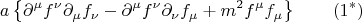 $$a\left\{\partial^\mu f^\nu\partial_\mu f_\nu-\partial^\mu f^\nu\partial_\nu f_\mu+m^2f^\mu f_\mu\right\} \qquad(1^*)$$