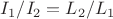 $I_1/I_2=L_2/L_1$