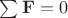 $\sum\mathbf F=0$