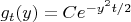 $g_t(y)=C e^{-y^2t/2}$