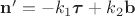 $\mathbf{n}'=-k_1\boldsymbol{\tau}+k_2\mathbf{b}$ $\mathbf{n}'=-k_1\boldsymbol{\tau}+k_2\mathbf{b}$