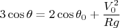 $$3\cos\theta=2\cos\theta_0+\frac{V_0^2}{Rg}$$