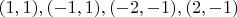 $(1,1), (-1,1), (-2,-1), (2,-1)$