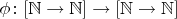 $\phi\colon [\mathbb{N}\to\mathbb{N}] \to [\mathbb{N}\to\mathbb{N}]$