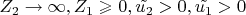 $Z_2 \to \infty, Z_1 \geqslant 0, \tilde{u_2} > 0, \tilde{u_1} > 0$