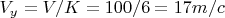$V_y=V/K=100/6=17m/c$