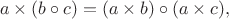 $$a\times (b\circ c)=(a\times b)\circ (a\times c),$$