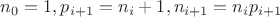 $n_0=1,p_{i+1}=n_i+1,n_{i+1}=n_ip_{i+1}$