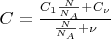 $C = \frac{C_1 \frac{N}{N_A} + C_{\nu}} {\frac{N}{N_A} + \nu}$