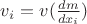 $v_i=v(\frac{dm}{dx_i})$