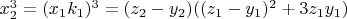 $x_2^3=(x_1k_1)^3=(z_2-y_2)((z_1-y_1)^2+3z_1y_1)$