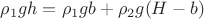 $\rho_1 gh=\rho_1 gb+\rho_2 g(H-b)$