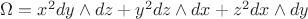 $\Omega = x^2dy\wedge dz + y^2dz\wedge dx + z^2dx\wedge dy$