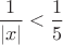 $\dfrac{1}{|x|} < \dfrac15$