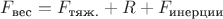 $F_{\text{вес}} = F_{\text{тяж.}} + R + F_{\text{инерции}}$