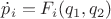 $\dot {p}_i={F_i}(q_1,q_2)$