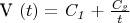 V \left( t \right) ={\it C_1}+{\frac {{\it C_2}}{t}}