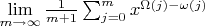 $\lim\limits_{ m\to \infty}\frac {1} {m+1} \sum_{j=0}^{m} x^{\Omega(j)-\omega(j)}$