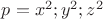 $p=x^2;y^2;z^2$