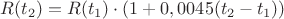 $R(t_2)=R(t_1)\cdot(1+0,0045(t_2-t_1))$