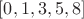 $[0, 1, 3, 5, 8]$
