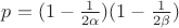 $p=(1-\frac{1}{2 \alpha}) (1-\frac{1}{2 \beta})
$