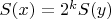 $S(x)=2^k{S(y)}$