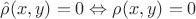 $\hat{\rho}(x,y)=0 \Leftrightarrow \rho(x,y)=0$