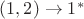 $(1,2)\to 1^{*}$